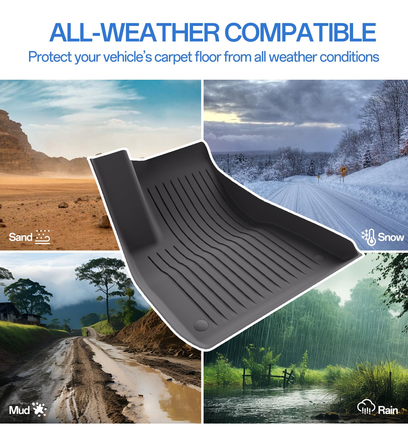 Wekar Floor Mats Fits for Tesla Model 3 2023-2018 - All Weather TPE Custom Fit Car Mats Floor Liners, Custom Fit, 3-Piece