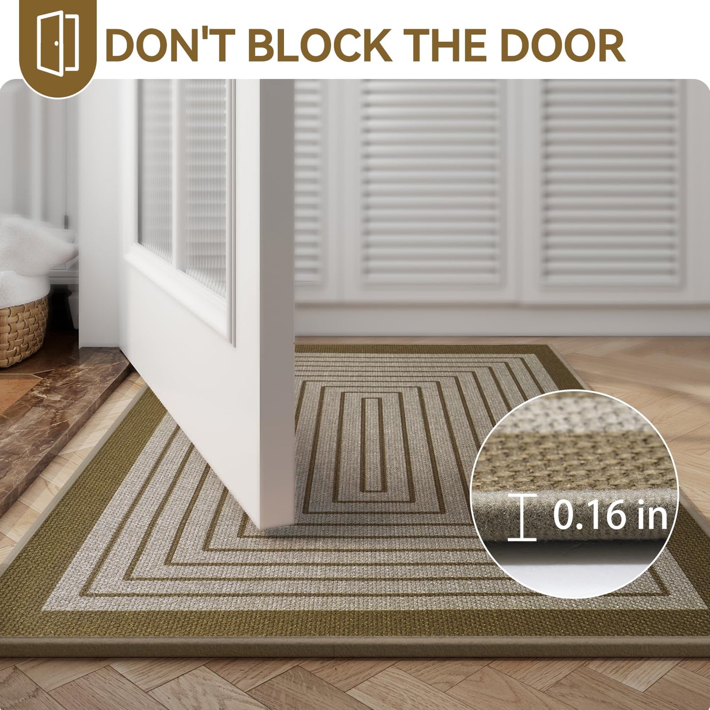 QiCaiJia Front Door Mat 31''x47'', Absorbent Dirt Resist Washable Non Slip Low-Profile Indoor Doormat, Easy Clean Entryway Welcome Door Mats, Brown