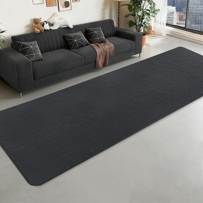 QDUIDU Runner Rugs for Bedroom Living Room, 2x6 Feet Ultra Soft Dark Grey Runner Rug Thickened with Memory-Foam, Solid Modern Minimalist Carpets for Home Decor, Non-Slip and Comfy Bedside Hallway Rug