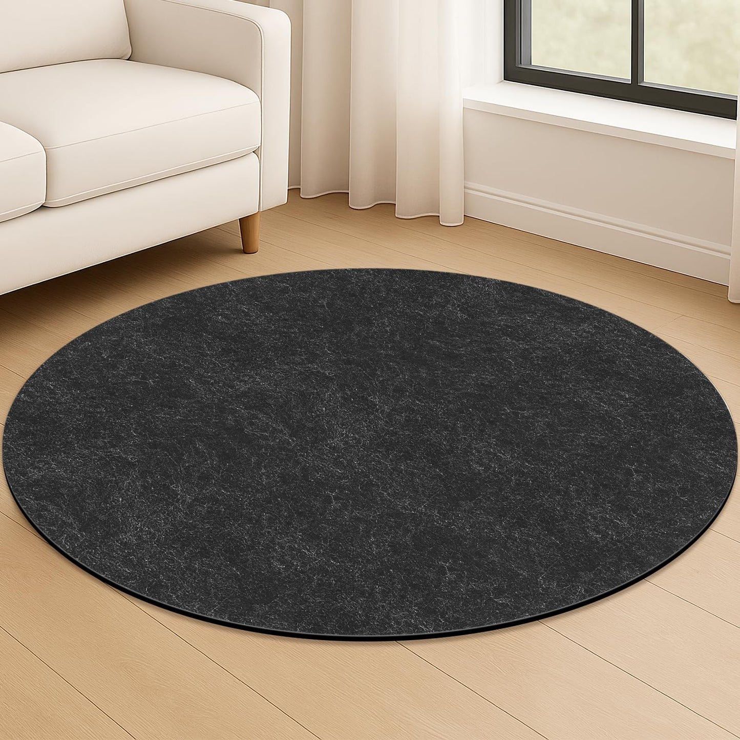 Deep Dream Dual Surface 5' Round Rug Pad, Waterproof 1/8" Thick Felt + Rubber Backing, Non Slip Round Carpet Gripper for Area Rugs, Protective Cushioned Pads for All Floors