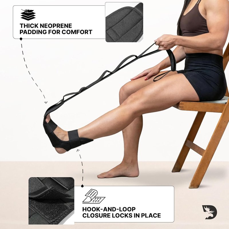 Fitness Foot & Calf Stretcher - Adjustable Padded Strap for Plantar Fasciitis & Hamstring Relief | Yoga Leg Stretch Strap