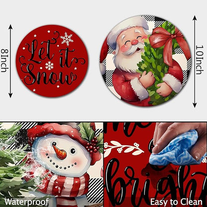 Red Christmas Decor Electric Stove Burner Covers，4 Pcs Xmas Decor Round Stove Burner Covers，8 Inches and 10 Inches，Gas Stove Burner Cover,Metal Cooktop Red Warm Decorative，Home Decor,Kitchen Decor