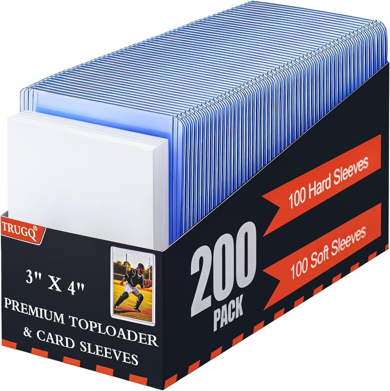 200 Card Sleeves - Premium Hard Plastic Toploaders for Trading Cards | 3" x 4" Baseball & Football Protectors
