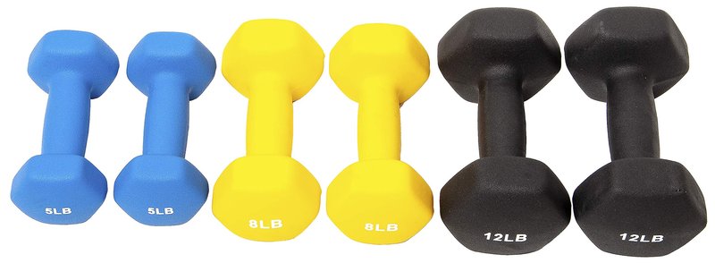Fitvids BalanceFrom Set of 2 Neoprene Coated Non-Slip Grip Dumbbell Weights, Yellow