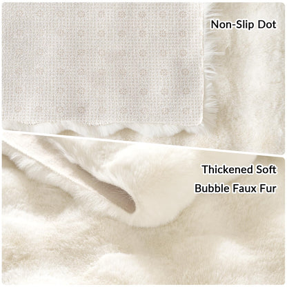Lotus Karen Washable Area Rug, 3D Bubble Rug for Living Room, Bedroom, Faux Fur Carpet for Home Decor,5' W × 7' L, Cream White