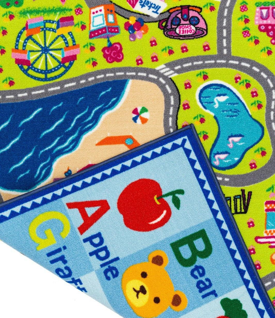 31" x 58" - Reversible Educational Alphabet ABCs/Girl's City Roads Fun Kids Area Rug