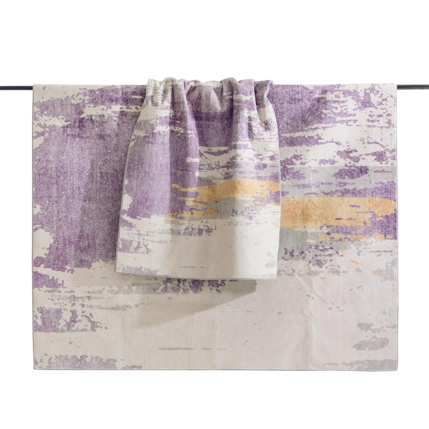 Carvapet 5x7 Large Purple Rugs for Living Room Bedroom, Washable Purple Modern Abstract Low Pile Carpet with Rubber Backing, Foldable, Non Slip Thin Area Rug, Ultra Soft