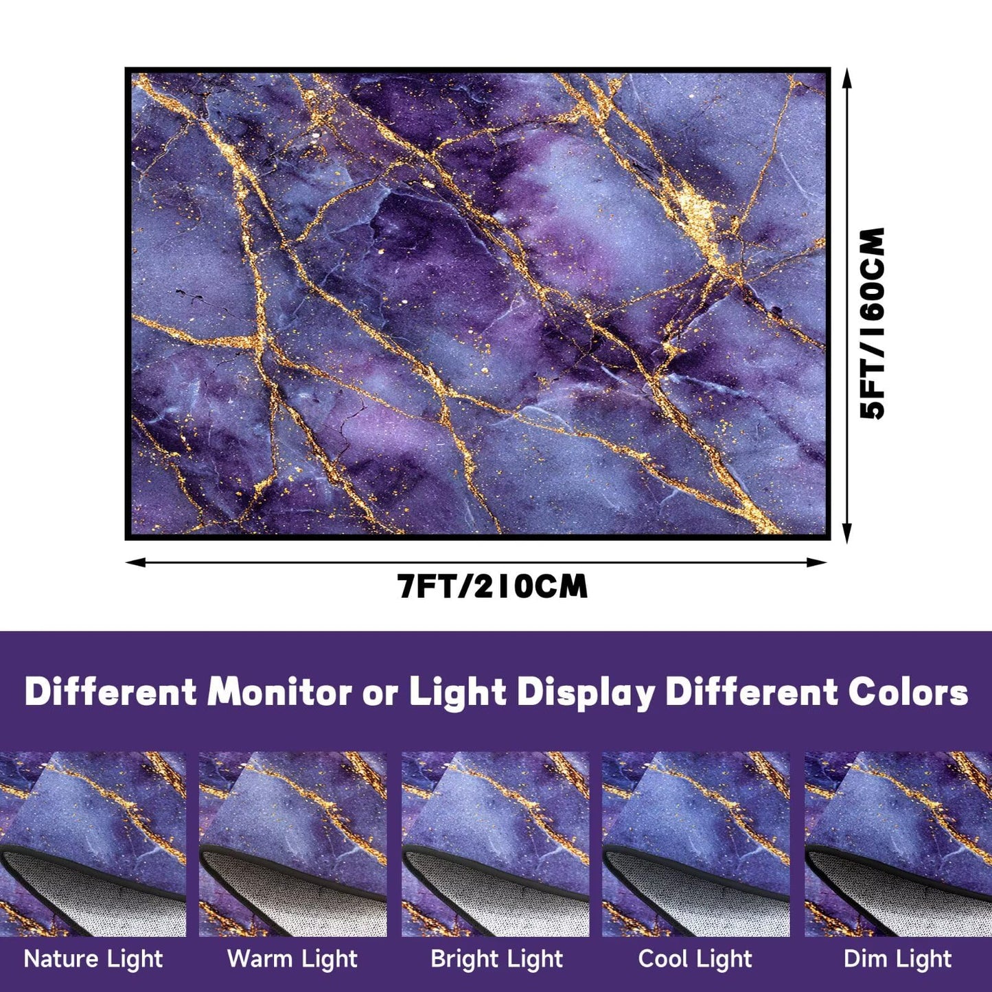 FUYEUN 5' x 7' Marble Area Rug Morden Abstract Throw Rugs for Classroom Bedroom Dorm Living Room Home Teens Carpet Home Decor Washable, 63" x 83", Purple and Gold