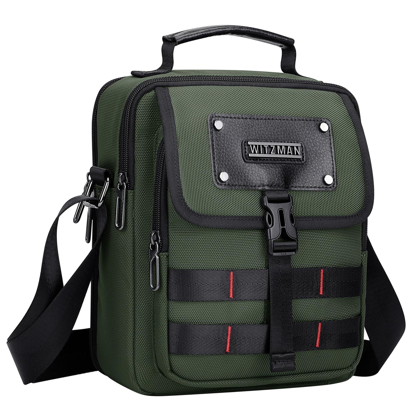 WITZMAN Crossbody Bag for Men Casual Messenger Bag Satchel Nylon Shoulder Bag Lightweight Man Purse for Work Travel（B708 Army Green）