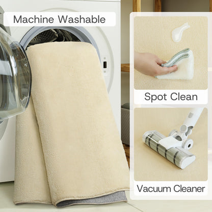 CASTLYE Solid Washable Area Rug - 8x10 Medium Pile Faux Cashmere Carpet for Living Room Bedroom, Cream