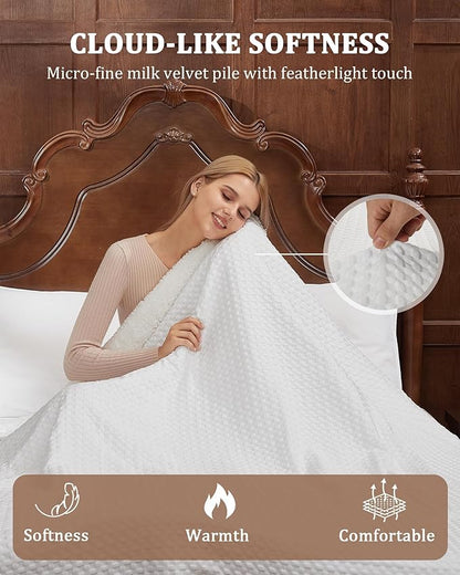 CAROMIO Heated Blanket Queen Size with LCD Dual Controller, Waffle Weave Fast Heating Electric Blankets, 10 Heat Levels & 1-12H Time Settings, ETL Certified, Machine Washable, Off White, 84" x 90"