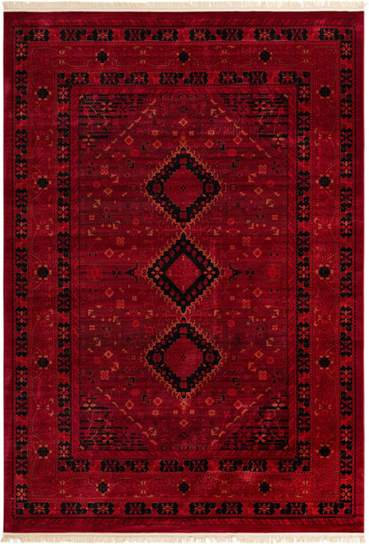 Unique Loom Tekke Collection Area Rug - Sheibani (10' x 14' 1" Rectangle, Red/ Black)
