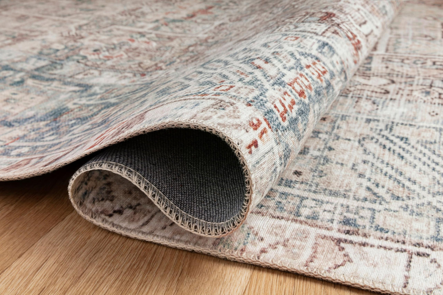 Loloi Chris Loves Julia Jules Collection JUL-07 Natural/Ocean 7'-6'' x 9'-6'', .13" Pile Height, Area Rug