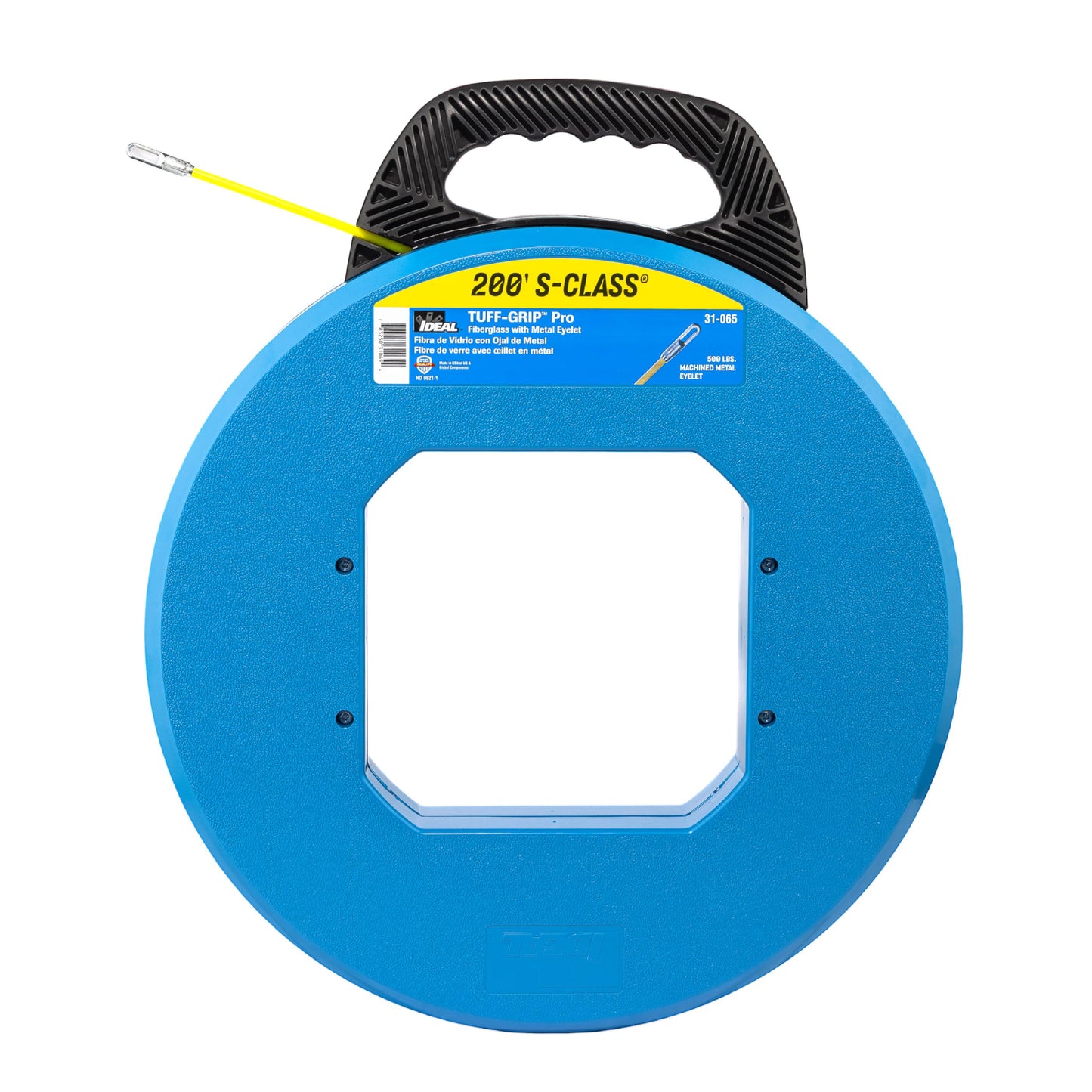 Ideal Electrical 31-065 S-Class Fiberglass Fish Tape 3/16 in. x 200 ft., Non-Conductive Fishing Tape with 12 in. Metal Eyelet, Tuff-Grip Pro Case