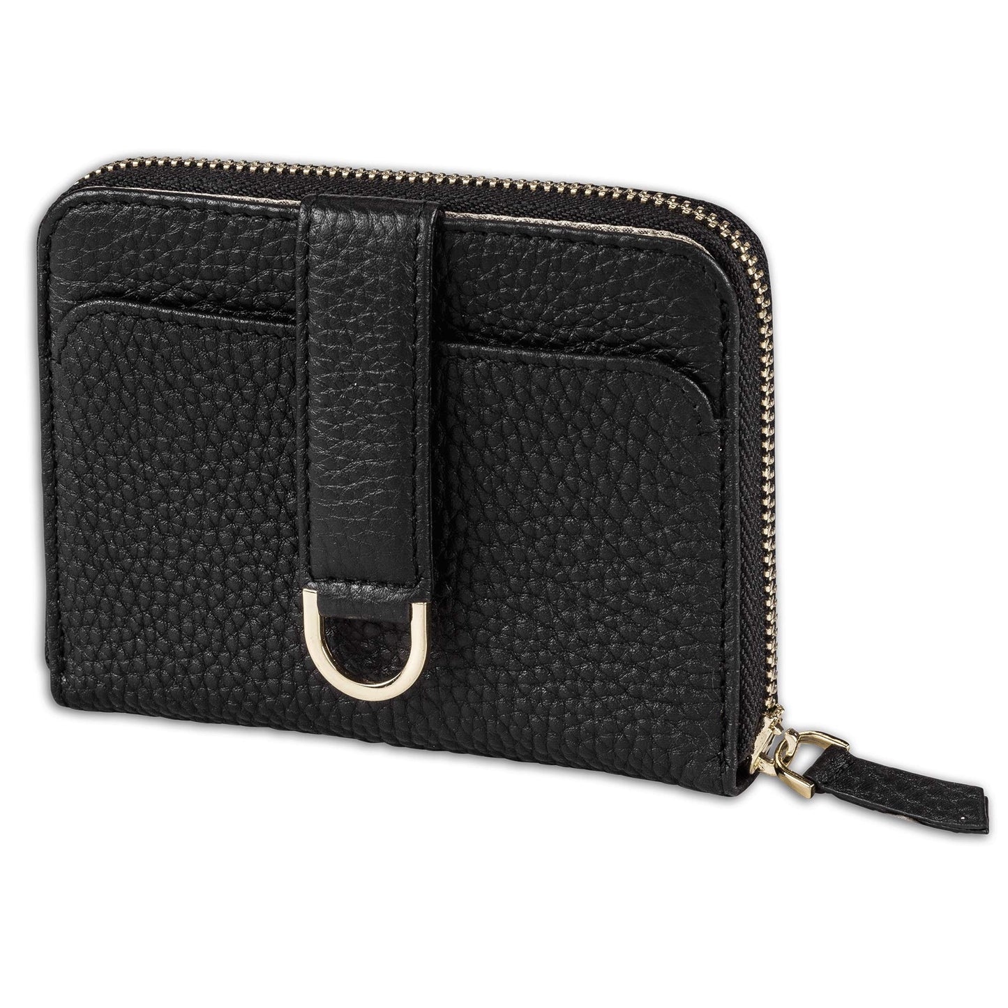 Vaultskin Small Wallet for Women, Leather Card Holder with RFID Blocking with Zipper Coin Pocket, Cash Pocket - Minimalist Wallet Women Slim Design for Everyday Use (Black, Belgravia)
