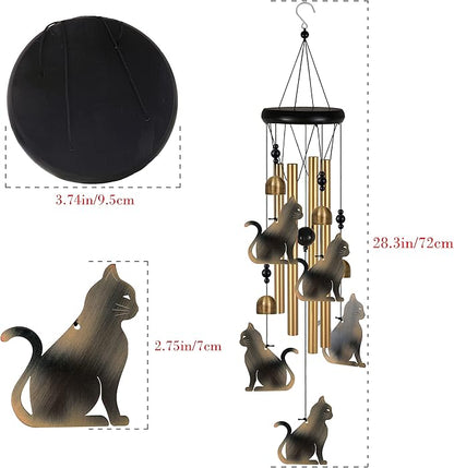 Bronze Cats Wind Chimes Decor, Portable Mobile Wind Catcher, Sympathy Wind Bells, Memorial Gifts for Mom, Housewarming, Blessing Windchime(Outside/Indoor/Home/Room/Porch/Tree/Yard/Garden Decorate)