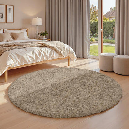 Gray Camel Round Fluffy Rug 6ft,Soft Bedroom Circle Rugs Mats for Kids Girls Nursery Room,Washable Plush Shaggy Indoor Non Slip Rug for Bedside Living Room Bedroom Circular Carpet,Home Decor Aesthetic