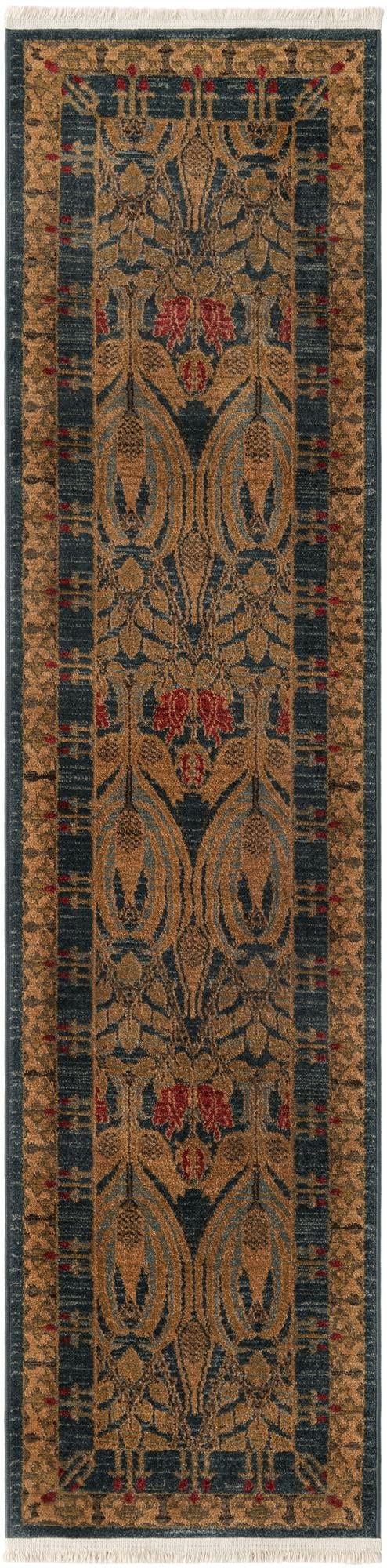 Unique Loom Edinburgh Collection Area Rug - Canmore (2' x 8' Runner, Navy Blue/ Tan)