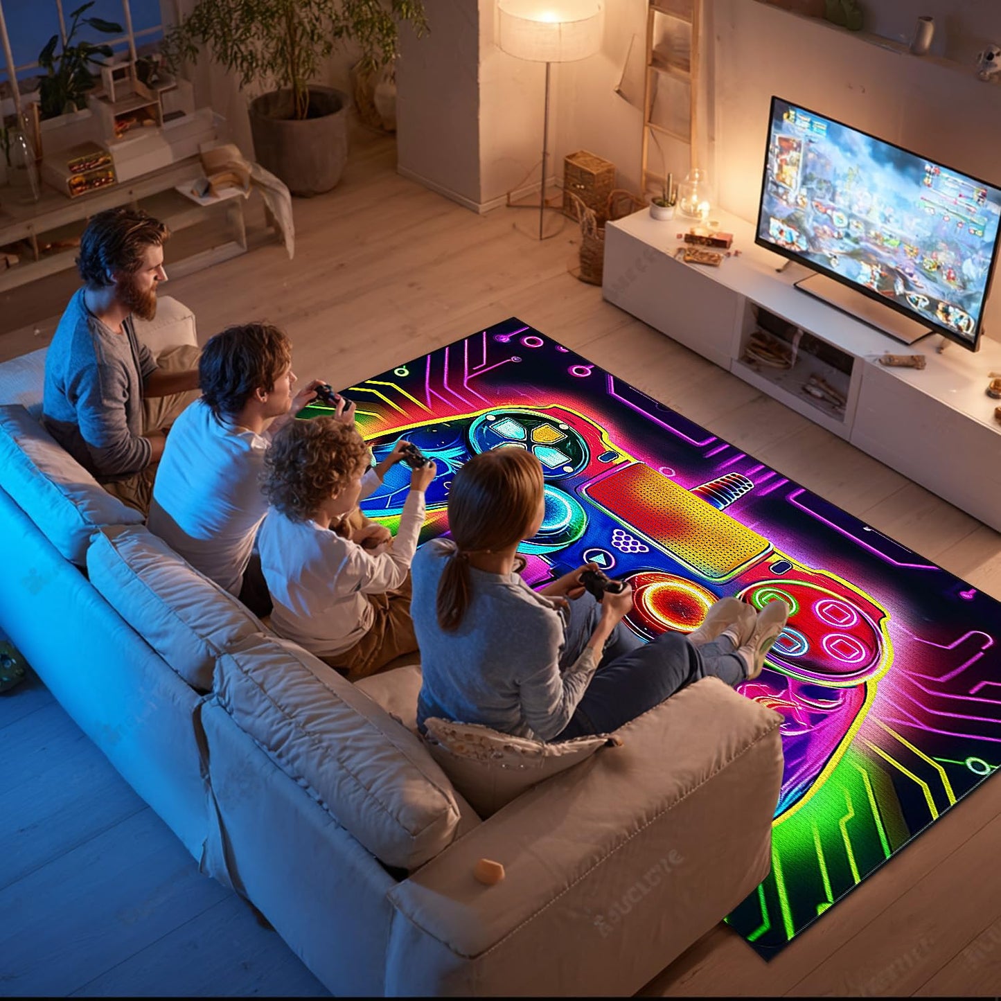 Gaming Area Rugs for Boys Cool Gamer Control Carpets for Bedroom Large Non Slip Area Rugs for Playroom Game Console Decorative Floor Mats 60" x 39"