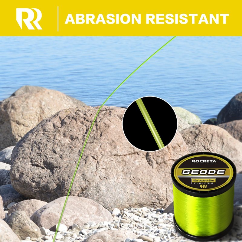 ROCRETA Geode Monofilament Fishing Line - Premium Resistant Nylon Mono Fishing Line 3-100lb - Superior Freshwater & Saltwater Mono Leader Materials 500/1200/2400yds