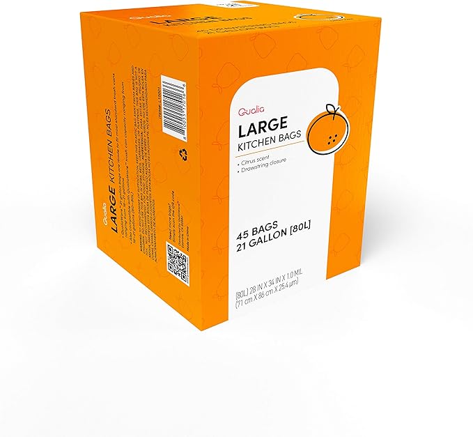 QUALIAZERO CITRUS SCENTED 21 Gal / 80 Liter | Drawstring Closure Trash Bag |