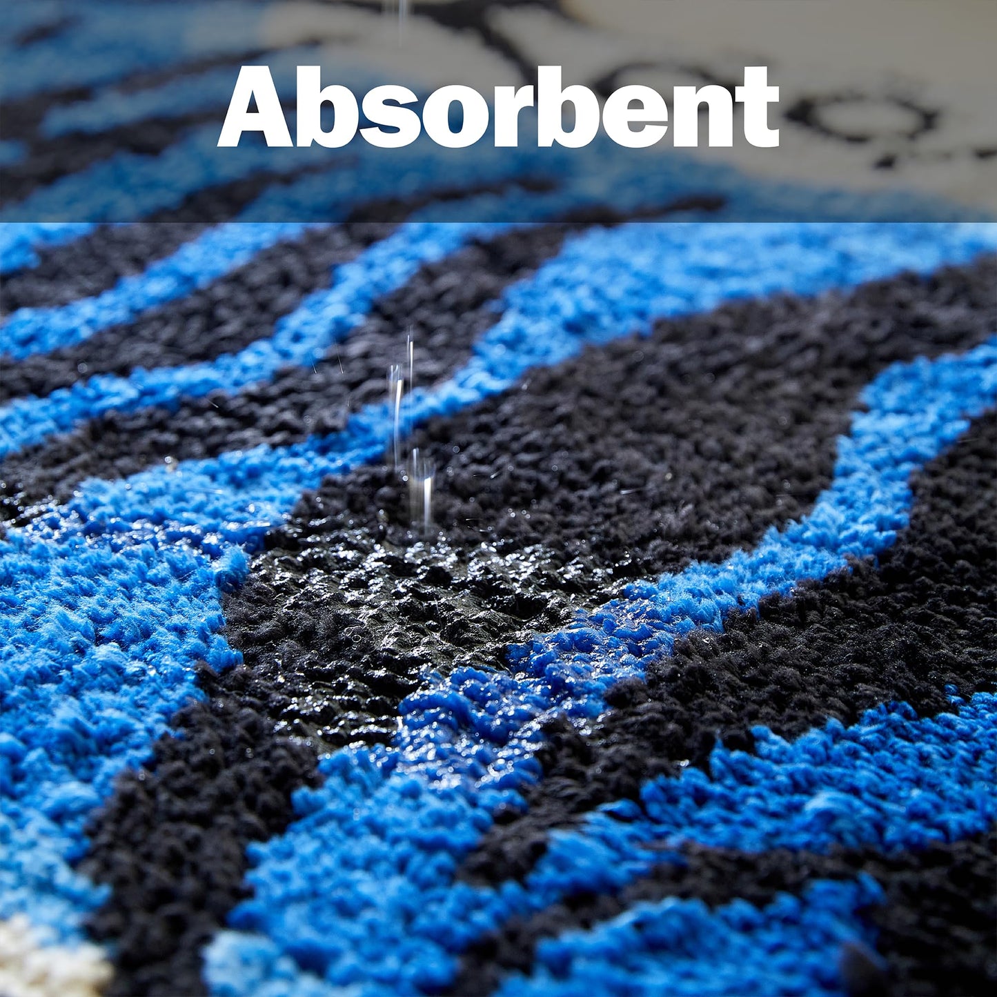 5x3.3 ft Tibetan Tiger Area Rug Tufted High Pile XLarge Indoor Machine Washable Carpet with Nonslip TPR Backing - Bedroom, Bathroom, Living & Dining Room Home Décor, Blue