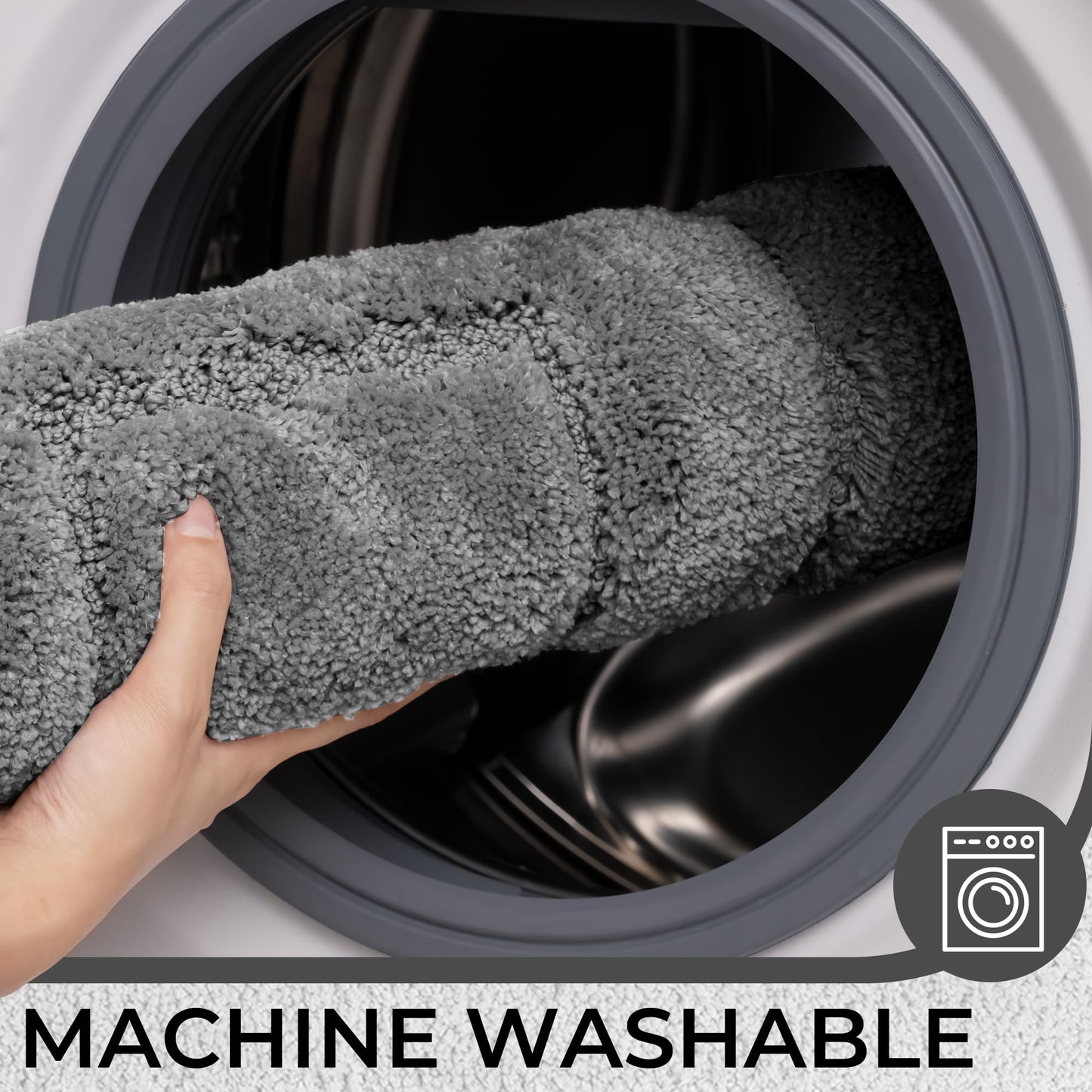 GRANNY SAYS Bathroom Toilet Rugs U Shaped, Bath Mats for Bath, Bathroom Rugs Non Slip Washable, Absorbent Microfiber Toilet Mat, Soft Plush Shaggy Bath Carpet, 20" x 24", Deep Gray