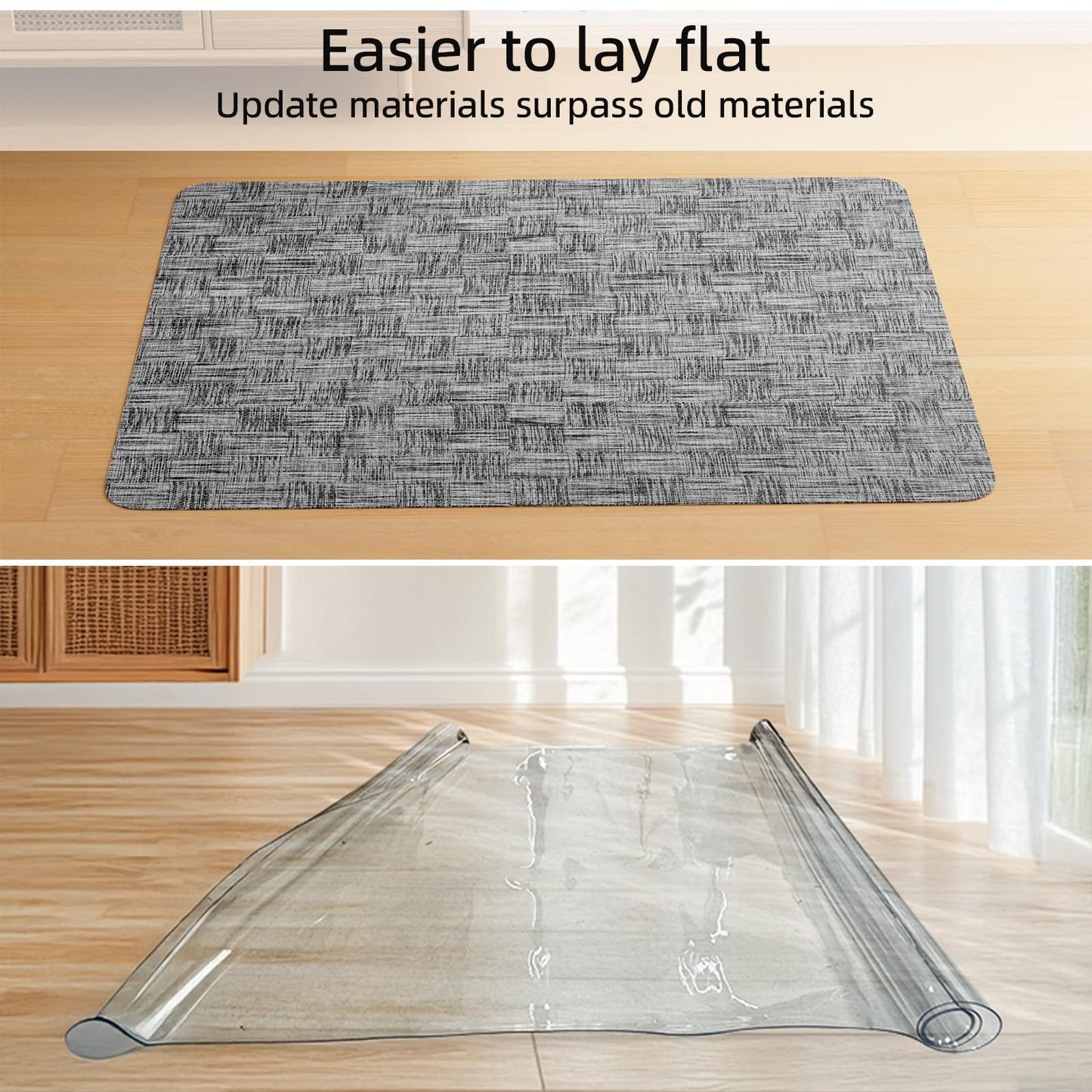 Yecaye Office Chair Mat for Hardwood Floor,30" x 48" Under Computer Desk Floor Protects for Rolling Chair,Non Slip PVC Woven Gaming Chair Mat,Not for Carpet (Lightgrey, 30" x 48")