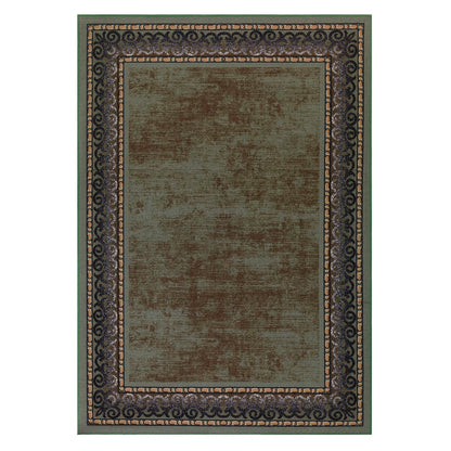 Antep Rugs Alfombras Bordered Modern 5x7 Non-Slip (Non-Skid) Low Pile Rubber Backing Indoor Area Rug (Green, 5' x 7')