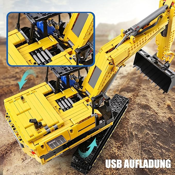 Mould King 13112 RC Excavator Building Set 1830 Pieces Building Blocks APP Remote Control Truck Construction Vehicles Model with Motor STEM Engineering Toys for Adult