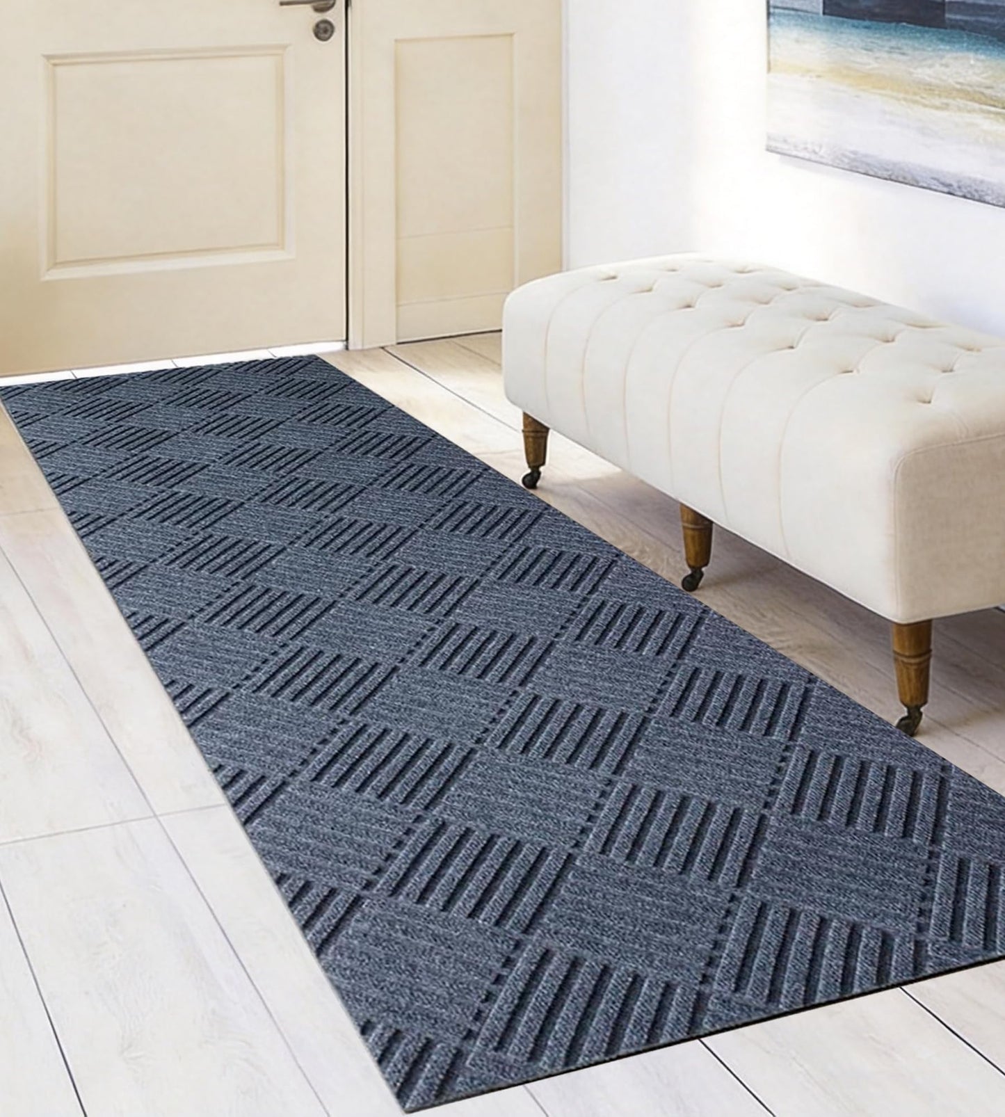 jxgzyy Outdoor Runner Rugs 2'11" x 9'10", Heavy Duty Non-Slip Carpet Runner for Hallway, Entrance, Porch, Garage, Commercial Grade, Dark Grey