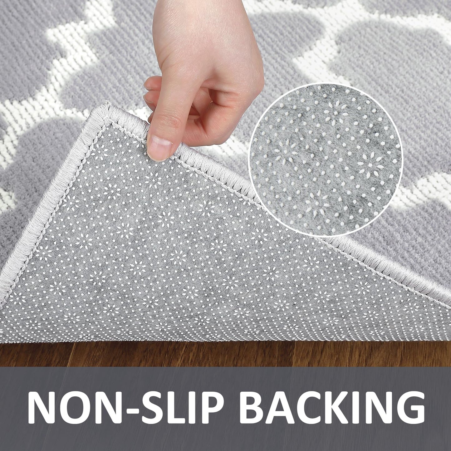 dainslef Living Room Rug 4x6 Shaggy Textured Rugs Indoor Soft Modern Trellis Throw Rugs Non-Shedding Non Slip Accent Rug Diamond Lattice Floor Carpet for Bedroom Nursery Kids Room Home Office Grey