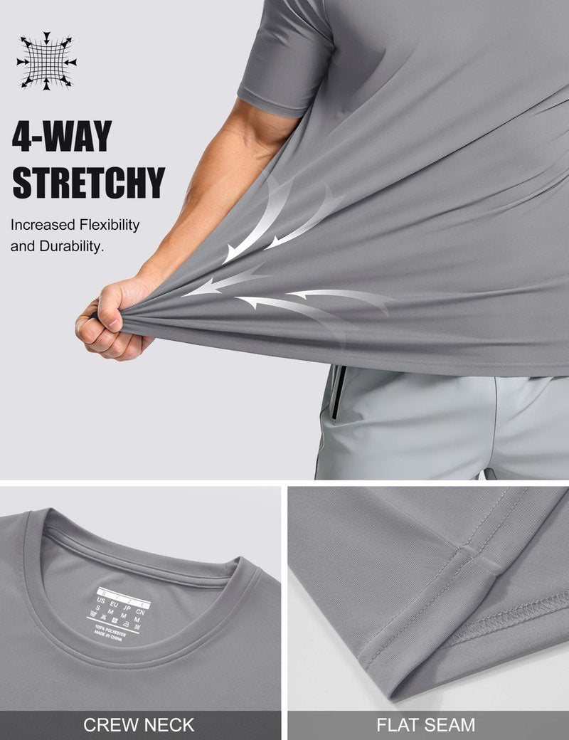 Tee Shirts Mens Short Sleeve T Shirts Quick Dry Lightweight Rash Guard Summer Shirt UPF 50+ Sun Shirts