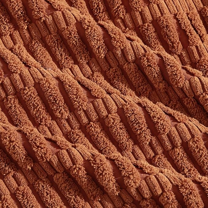 Fancy Homi Rust Decorative Throw Pillow Covers 12x24 Inch for Living Room Couch Bed Sofa, Rustic Farmhouse Boho Home Decor, Soft Striped Corduroy Rectangle Cushion Case 30x60 cm