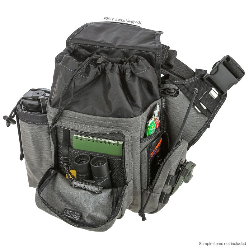 MAXPEDITION Jumbo Versipack (Wolf Gray) 7.4L Tactical Crossbody Sling Bag for EDC, CCW Concealed Carry, Survival, Includes Ergonomic 2" Strap with Comfortable Pad, 0412W