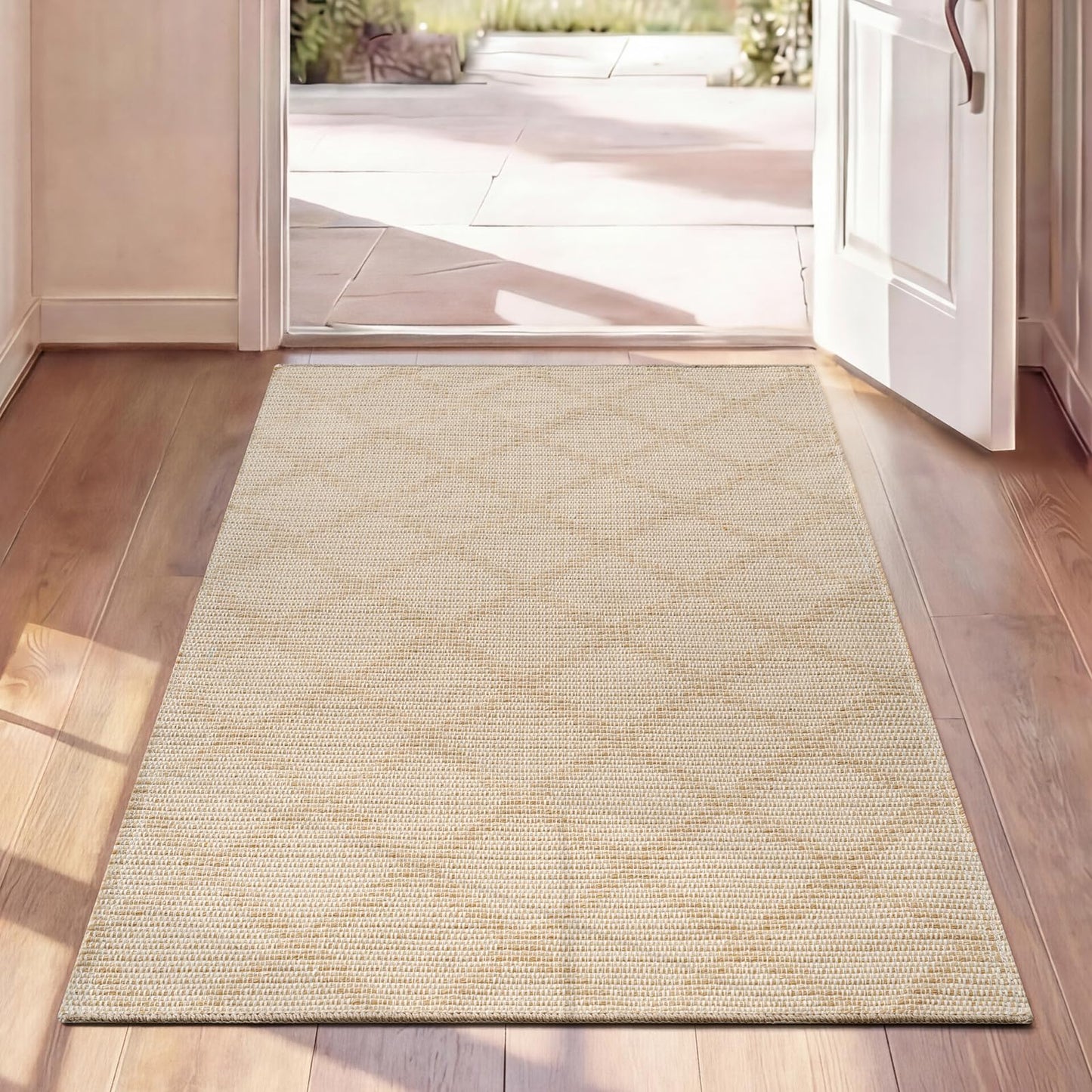 QiCaiJia 2x4 Entryway Area Rugs, Washable Kitchen Rug, Low-Pile Small Runner with Non-Slip Backing, Durable Doormat, Soft Woven Rugs for Bathroom Bedroom Hallways Entrance Indoor (2'x4', Brown)