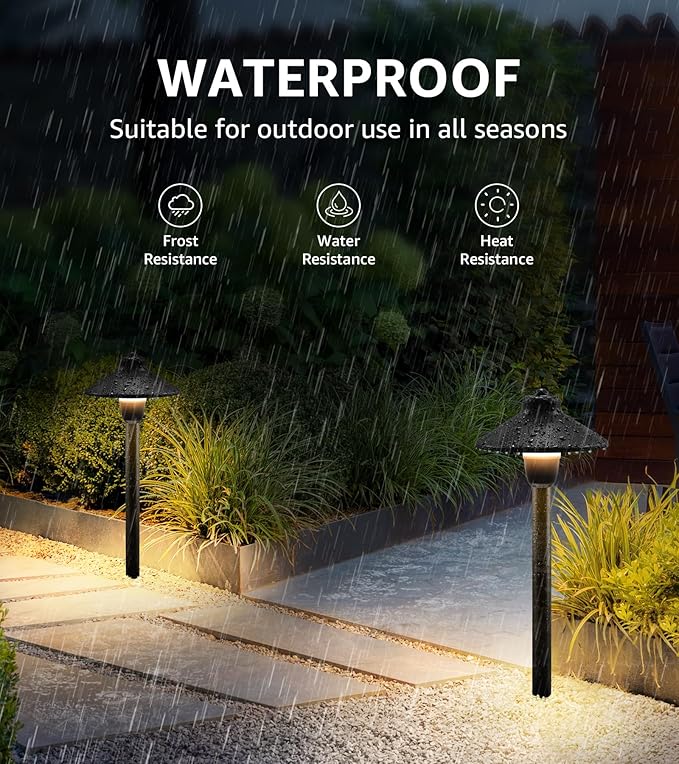 SUNVIE Low Voltage Pathway Lights LED Landscape Lighting 3000K Waterproof Landscape Path Lights 3W Landscape Lighting for Walkway Yard ETL Listed Cord, 12 Pack