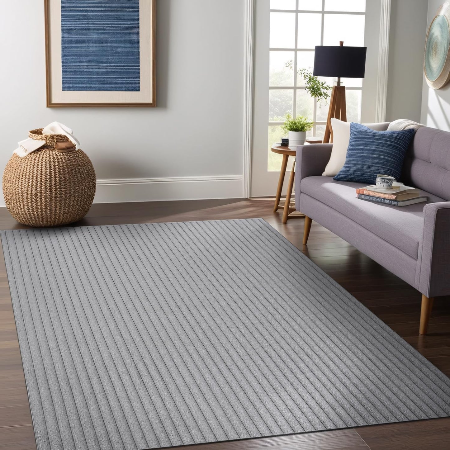 Beverly Rug Fluffy Area Rug 4 x 6 Modern Durable Ultra Soft Plush Ribbed Indoor Rugs for Living Dining Room Office Non Slip Stain Resistant Non Shedding Casual Easy Shag Indoor Carpet Gray 4x6