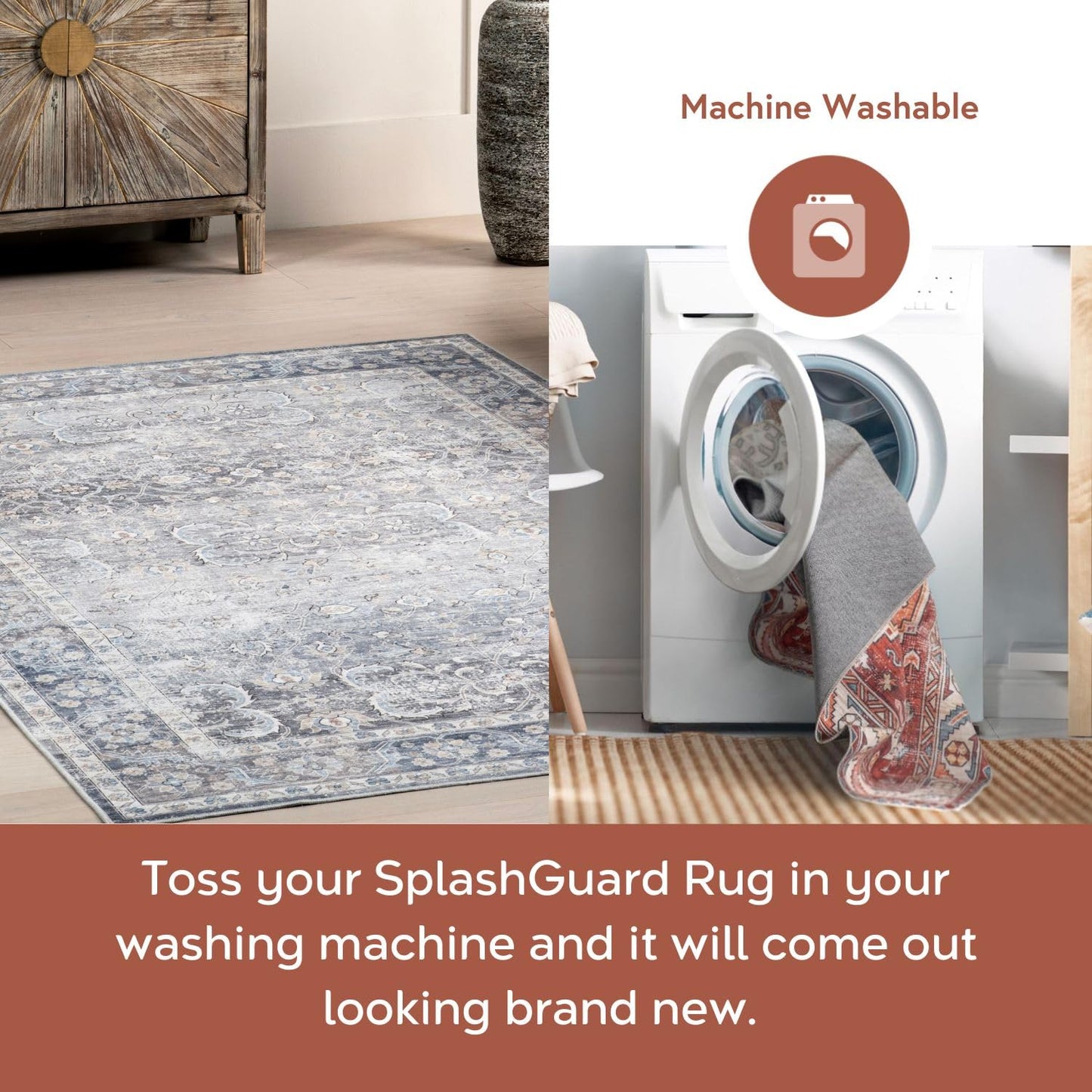 Nuloom Splashguard Úna Tan/Ivory, 4' x 6', Geometric, Soft and Cozy, High Traffic, Stain Resistant, Easy Clean, Durable, Machine Washable Area Rug for Bedroom, Living Room, Dining, Den, Foyer
