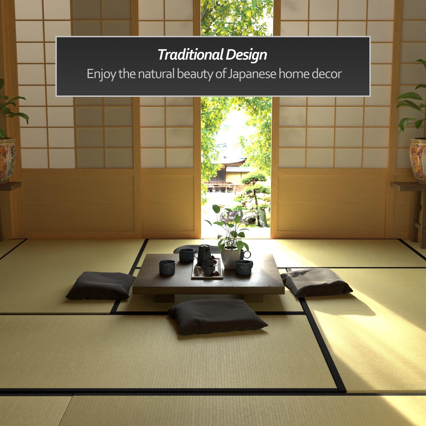 Red Lantern 3' x 3' Half Size Tatami Mat