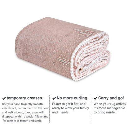 NICETOWN 2x3 Pink Rug for Entrance - Non Slip Modern Entryway Carpet Foladable Non-Resistant Oriental Medallion Mat for Entrance Kitchen Laundry Bathroom Bedroom