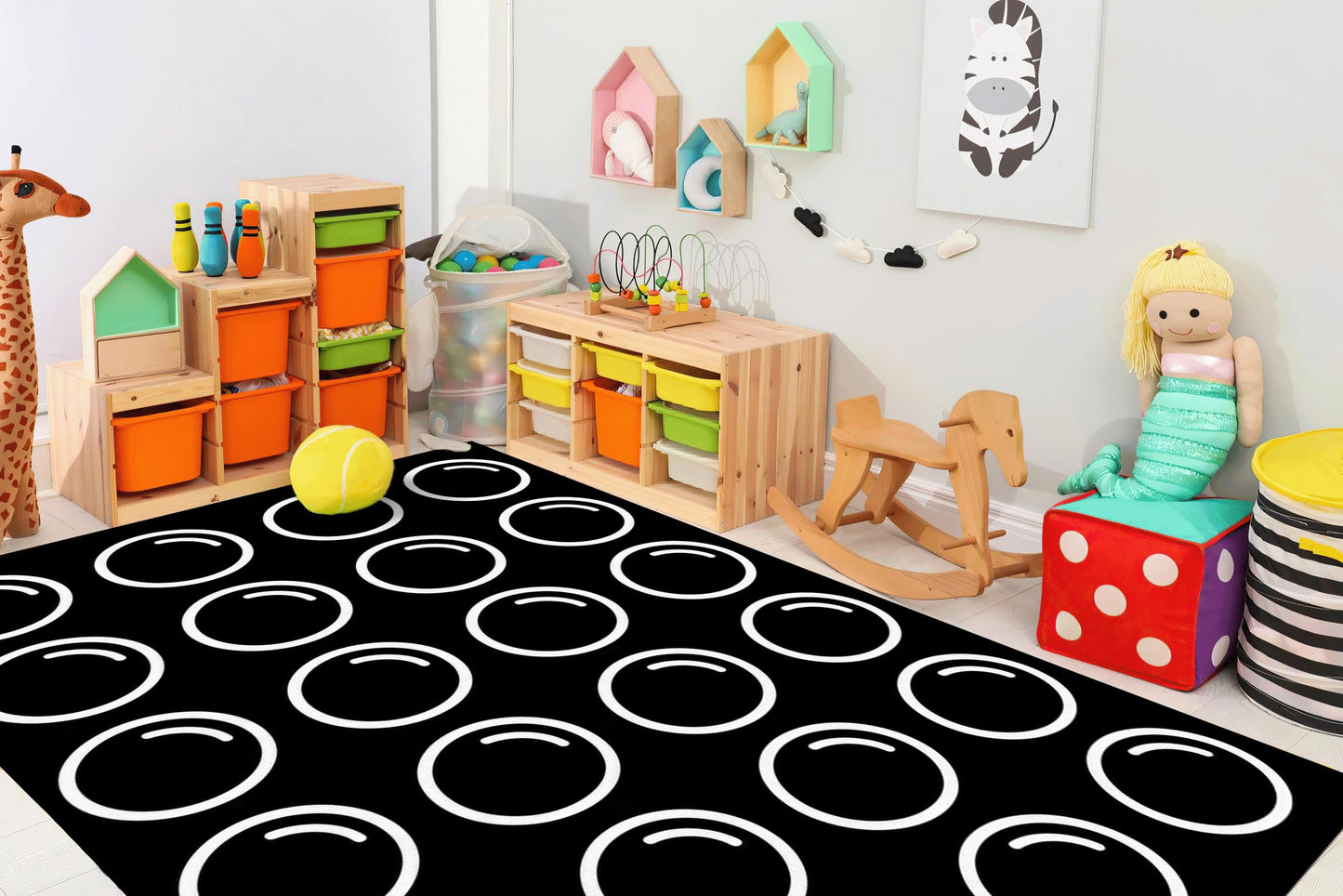 OPAMAN Black Classroom Rugs Elementary, 8x12 Large Classroom Rug Carpets
