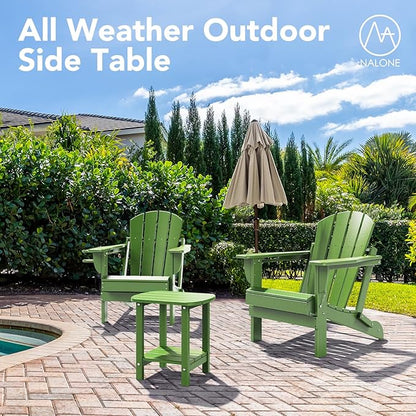Nalone Adirondack Side Table, 16.5" Outdoor End Table, HDPE Plastic, Small for Patio (Lime)