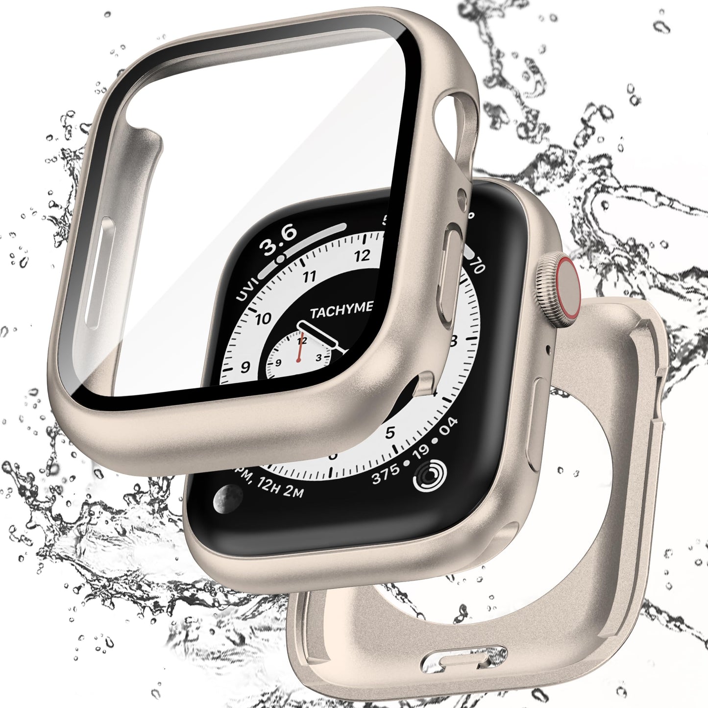 Zumyzu 2 in 1 Waterproof Case Compatible with Apple Watch 40mm Series 6/5/4/SE with Tempered Glass Screen Protector, Full Coverage Bumper Cover for iWatch Case 40mm Starlight