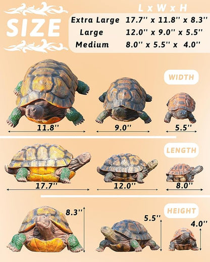 Tortoise Turtle Statue,Resin Garden Sculpture Indoor/Outdoor Yard Lawn Ornament,Home Decor (Large)