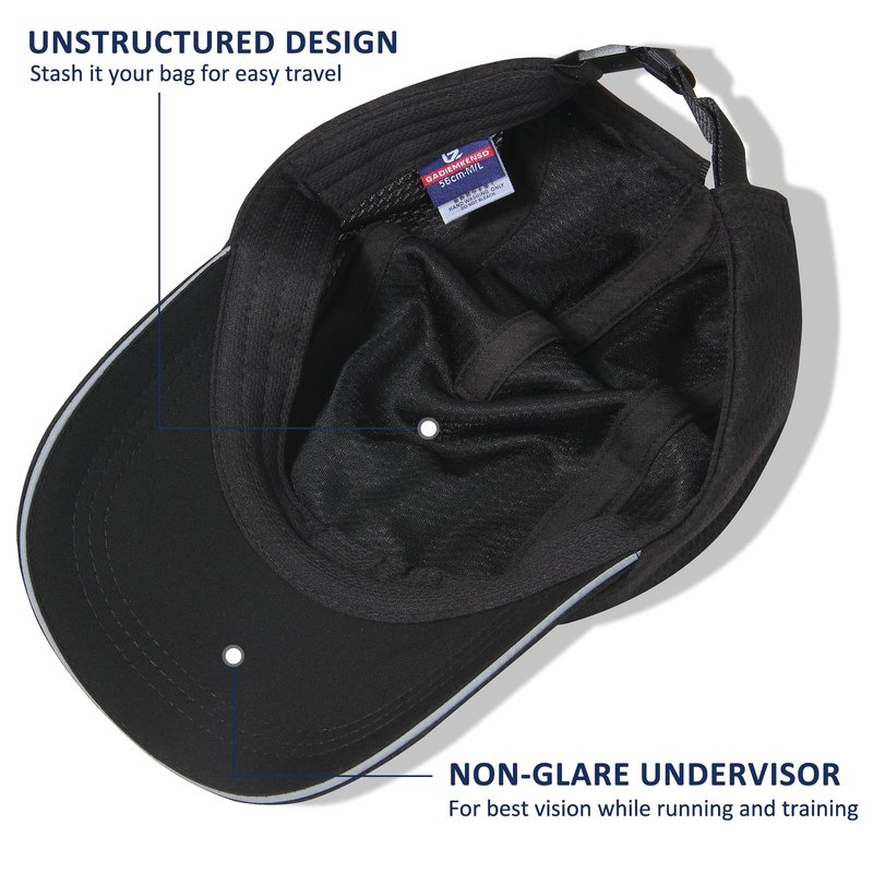 GADIEMKENSD Women's Race Day Running Hat Performance 100% Polyester Baseball Cap - Excellent Ventilation, Lightweight, Reflective Safety Ponytail Hats for Exercise Golf Hiking Beach Workout Gym Black