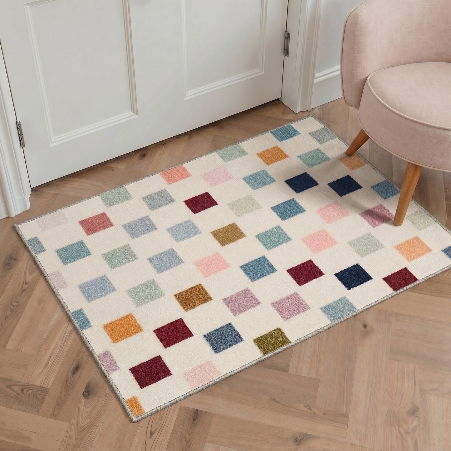 Bavni 2x5 Runner Rugs Non Slip Washable, Low Pile Lightweight Print Rug for Hallway Kitchen Laundry Room Bedroom Bathroom, Muted Multicolor
