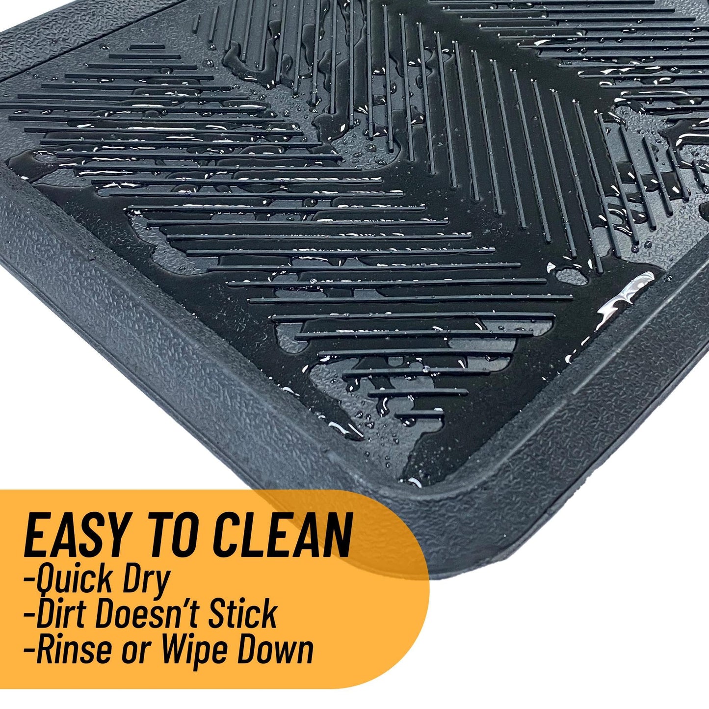 Ottomanson Heavy Duty Rubber Floor Mat – Non-Slip, Waterproof, Easy to Clean – Boot Tray Utility Mat for Shoes, Boots, Entryway, or Pet Feeding Area – Durable, Hose Washable – 16" x 32", Black