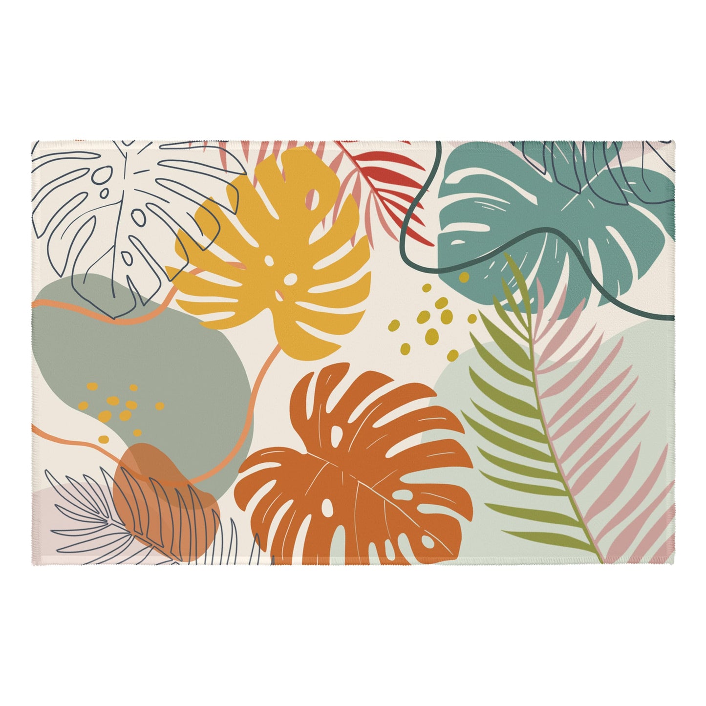 Wualmondor Abstract Tropical Rugs 2x3 Feet Colorful Monstera Palm Leaves Entryway Rug Boho Modern Art Non Slip Low Pile Throw Rug Doormat Carpet for Entrance Kitchen Bathroom