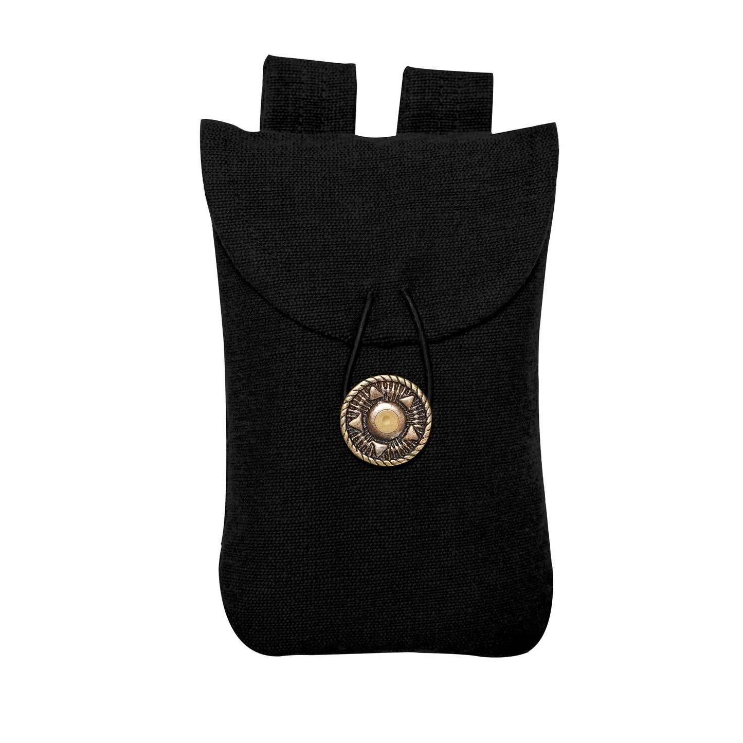 Mythrojan Medieval Belt Pouch Viking Canvas Belt Bag Renaissance Waist Bag Steampunk Pouch Coin Purse Dice Bag LARP Costume Accessory for Cosplay, Renfaire, Medieval Events - Black, 7.1" x 5.1"